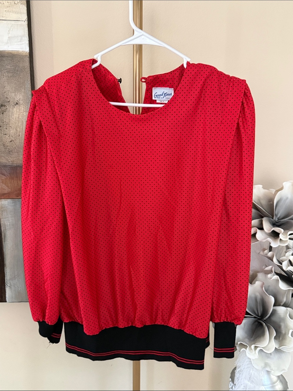 Red Polka Dot Long-Sleeve Blouse